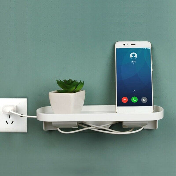 Compact Mobile Phone Charge Adapter Wall Holder Storage Rack Shelves Organi E7F7