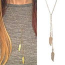 WomenFashion Long Chain Necklace Chic Leaf Feather Tassel PendantNecklaces  LJ