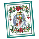 DIY Stamped Cross Stitch Kit New Year Snowman Pattern Xmas Gift 11CT 27x37cm