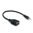 3.5mm Male AUX Audio Plug Jack To USB Female Converter Car Audio Adapter Cable
