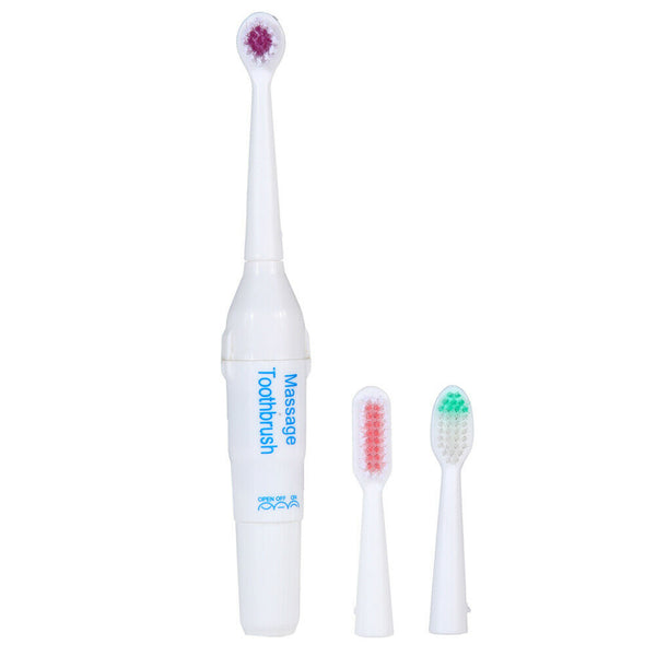 Waterproof Portable Electric Toothbrush AA Battery Brush with 2 Brush Heads