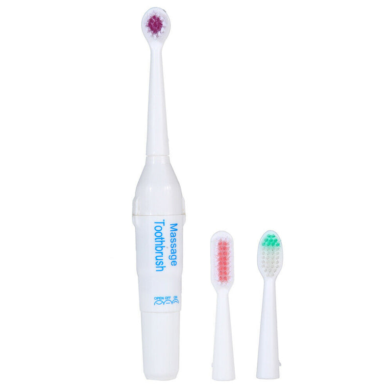 Waterproof Portable Electric Toothbrush AA Battery Brush with 2 Brush Heads
