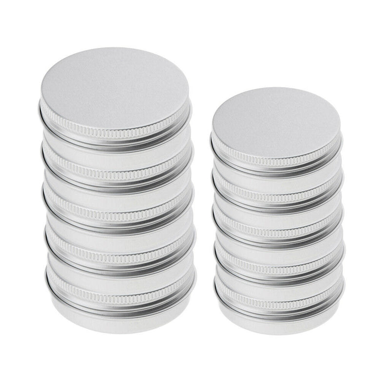 10pcs 5/15ml Empty Aluminium Cosmetic Pot Jar Tin Container Box w/Screw Lids