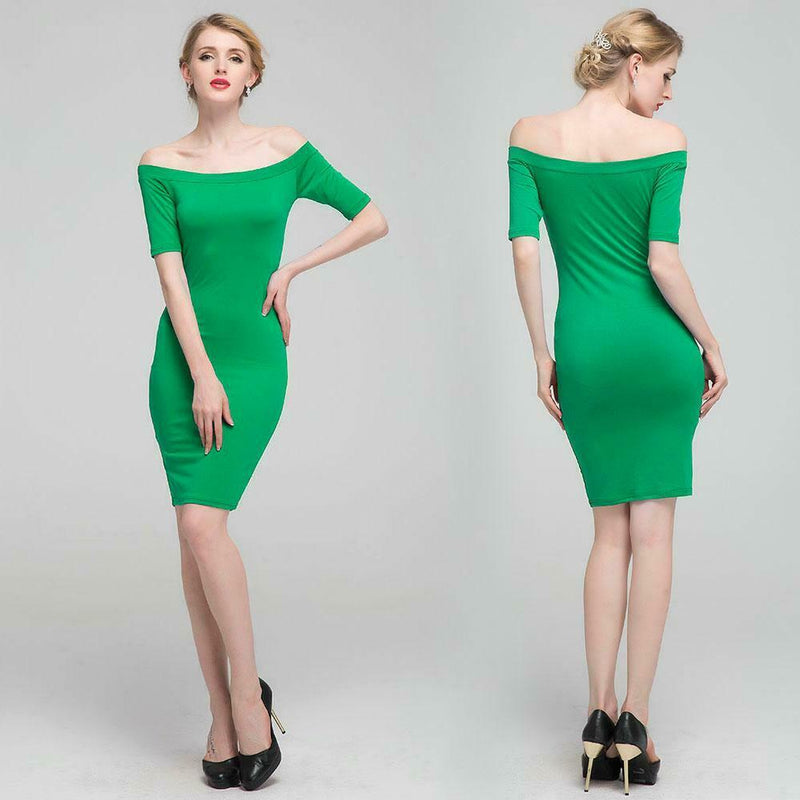 Sexy Women Off Shouder Bodycon Party Evening Cocktail Pencil Dress Green M A