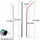 Stainless Steel Straws Colorful, Reusable Straws Multicolour 8.5inch Set of K6L9