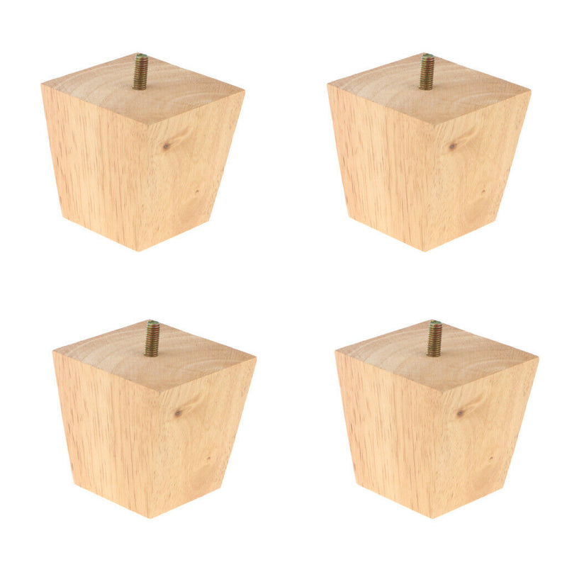 4 Universal Furniture Feet Solid Wood Sofa Riser Leg Square Cone Shape Feet