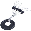 8 Pcs 6 in 1 Oval Shape Black Rubber Stopper Bead Fishing Bobber