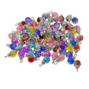 50x Crackle Glass Bead Charms Floral Gems Pendants For Jewelry Making DIY