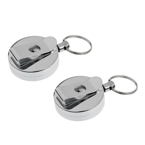 2xRetractable Badge Reel ID Card Holder Fishing Lanyard Reel Security Holder