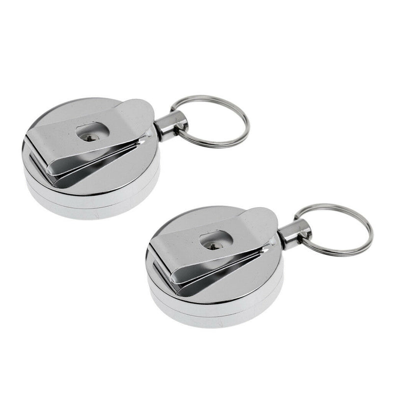 2xRetractable Badge Reel ID Card Holder Fishing Lanyard Reel Security Holder