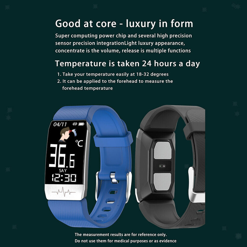 Smart Watch Blood Pressure Measurement Waterproof Fitness Tracker Blue