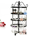 144 Holes 4 Tiers Round Rotatable Earrings Women Jewelry Stand Rack (Black)
