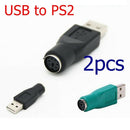 2pc USB Male to PS2 Female Port Adapter Connector for PC Computer Mouse Keyboard