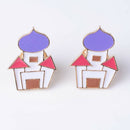Lovely House Alarm Clock Cartoon Cute Enamel Brooch Pins Collar Lapel Gifts
