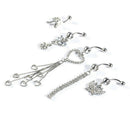 5pcs Flower Navel Ring Combination Body Piercing Belly Button Jewelry