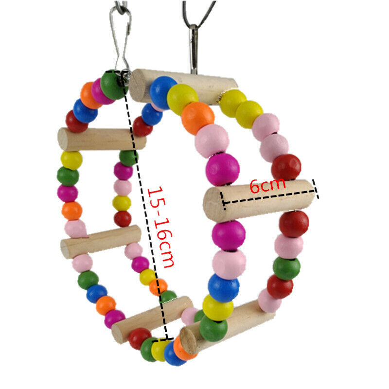 Parrot Toys Bird Colorful Wooden Ladder Parrot Macaw Bell Swing Parrot Bite W1M2