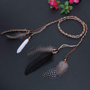 Women Peacock Feather Hair Accessories Headdress Bohemian Knitted Head Band A