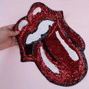 Vivid Large Red Tongue Sequins Patches Clothes Applique DIY Clothing Decorate M&