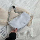 Nylon Women Shoulder Handbags Solid Ladies Travel Messenger Bags (White) A
