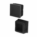 24 Pcs 30mm x 30mm Plastic Ribbed Square End Caps Tube Insert Black C9I8