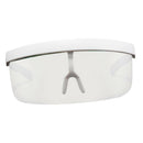 Oversized Frame Shield Visor Flat Top Sunglasses  White Frame