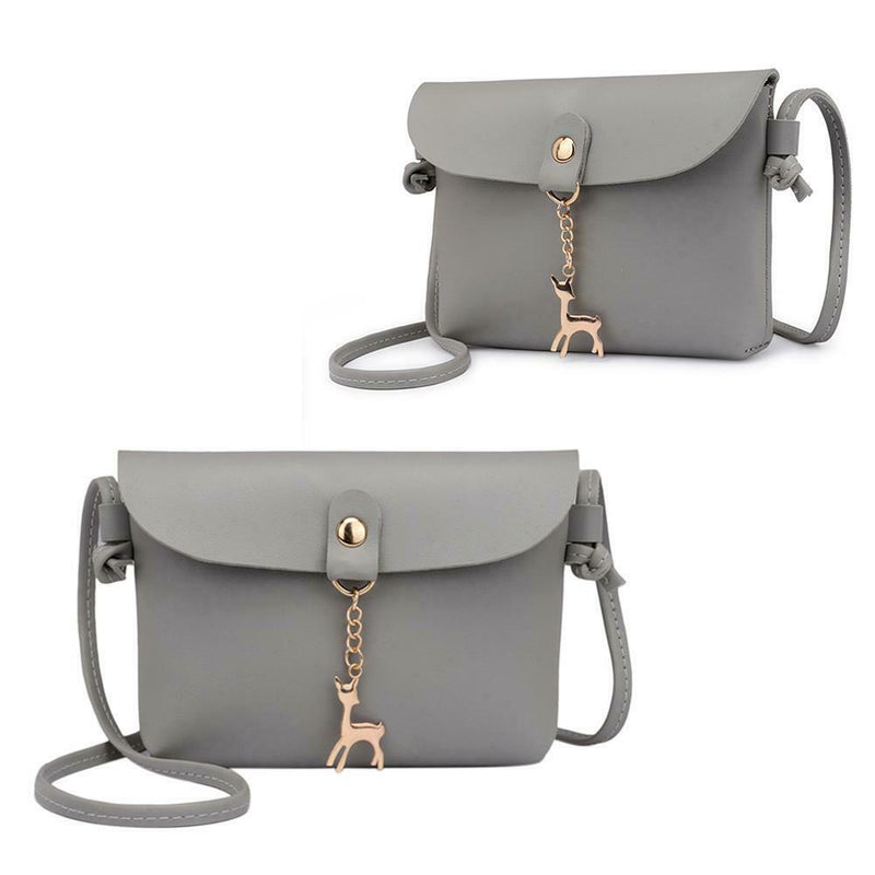 Simple PU Women Casual Shoulder Bags Pure Messenger Phone Handbag/Grey