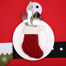 6pcs/Set Christmas Tableware Cover Spoon Fork Knitwear Sock Storage Decor