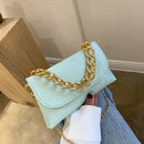 Women Chain Shoulder Messenger Bags Stone Pattern PU Totes Handbag (Green)