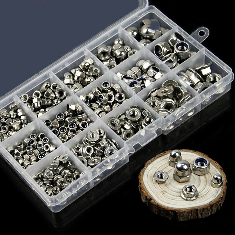 1set 304 Hex Nut Sets Household Nylon Lock/Cover Decoration/Flange Nuts 385 Z3E6