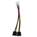 1Pc SATA Y-Stromkabel 2x 4pin Stecker an 15pin Buchse Molex / SATA Strom Adapter