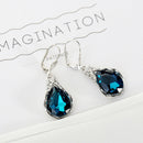 Blue Crystal Rhinestone Drop Dangle Earrings Ear Studs Woman Wedding Jewelry  JR