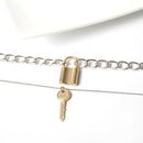 Double Layer Key Pad Lock Long Chain Pendant Choker Necklace Women Punk Jewelr-