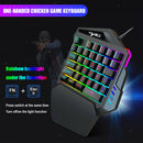 One Handed Gaming Keyboard, RGB LED Backlit, 35 Keys, Gaming Keypad with Wrist