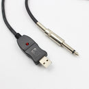 9.8ft Guitar Bass 6.5mm Jack To USB Link Connection Instrument Cable Adapter