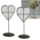 2Pcs Rustic Iron Wire Heart Frame Stand Succulent Pot Metal Hanging Planter