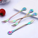 4 piece set of stainless steel creative magic flower flower fruit fork colo G1Q1