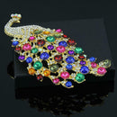 Large Size Peacock Brooch Colorful Crystal Women Wedding Party Jewelry Gift A