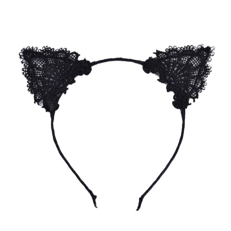 Women Girls Kids Cute Cat Kitty Costume Ear Party Lace Hair Head Band Prop J Gw