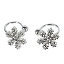 Glass Earrings with Clip Snowflake Shape M2B5