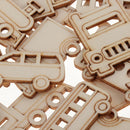 60 Pack Mixed Wooden Cutouts Shapes, MDF, Craft Shape, Vehicles, Embellishments,