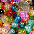 50 pcs Mix 2-tone Crackle Round Beads Fit Women Bracelet & Necklace Jewelry M&E