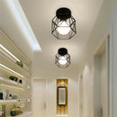 2 Pcs Ceiling Light Industrial Square Cage Metal Iron Retro Chandelier Susp