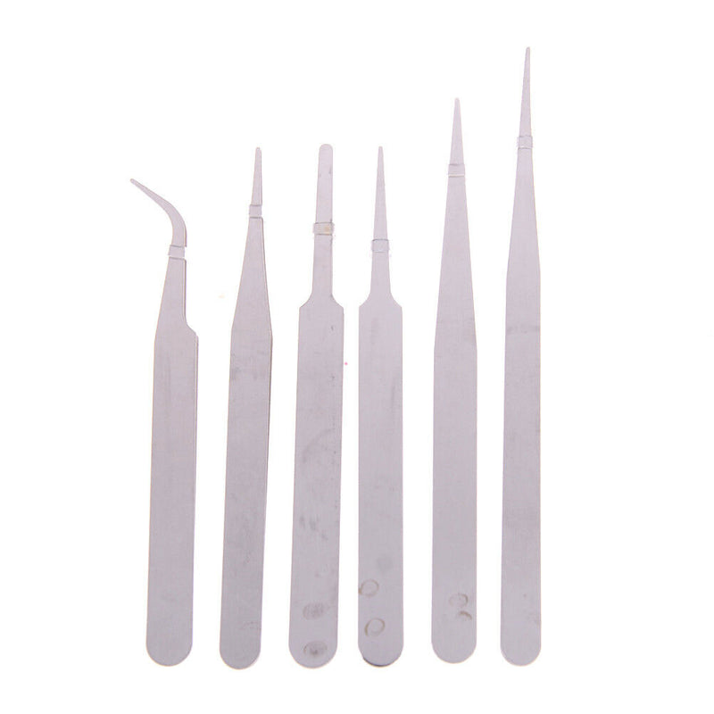 6Pcs/Set Stainless Steel Anti-static Tweezer Repair Maintenance Tool A Gw