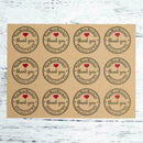 12* Round Paper Labels 'Thank you Hand made with love' HOT Gift Craft Food P7Q3
