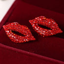 2x Fashion Big Classic Luxurious Elegant Sexy Red Lip Rhinestone Sutd EarringsOZ