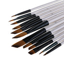 Set Of 12 Round Nylon Round Tip Brushes With Mixing Spatula