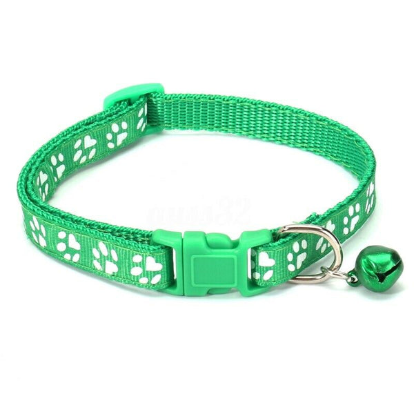 12PCS Dog Collars Pet Cat Puppy Buckle Nylon Collar with Bell 6 Colors T3Z9