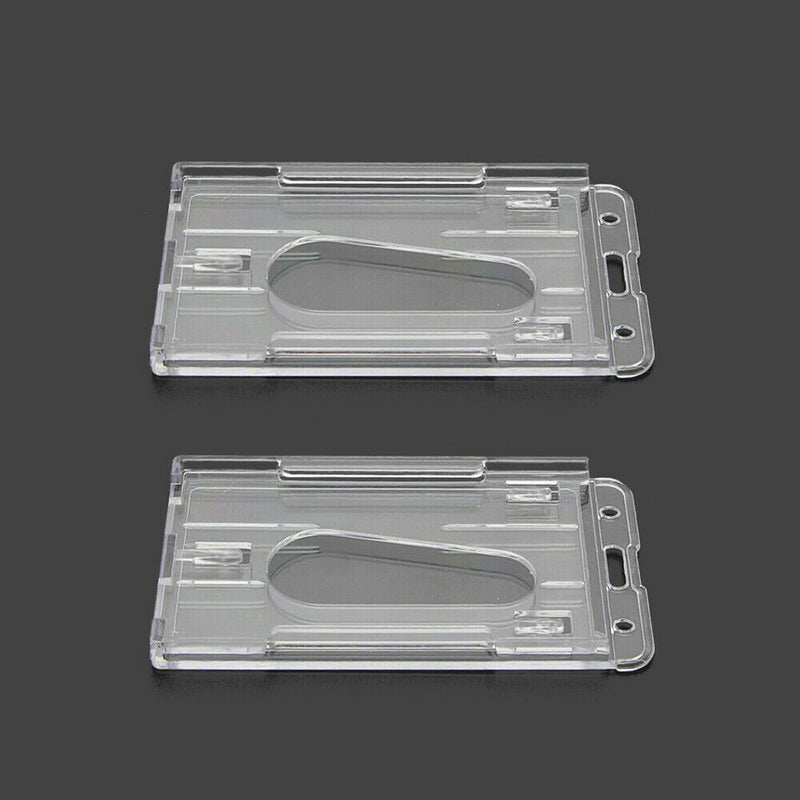 2 -Pack ID Badge Holder Hard Plastic Card Holders Vertical