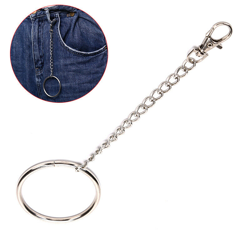 20cm Long Metal Wallet Chain Belt Rock Hipster Pant Jean Keychains Big RingPu-OZ