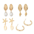4Pairs/Set Bohemia Women Shell Conch Statement Earrings Drop Dangle Earrings FT